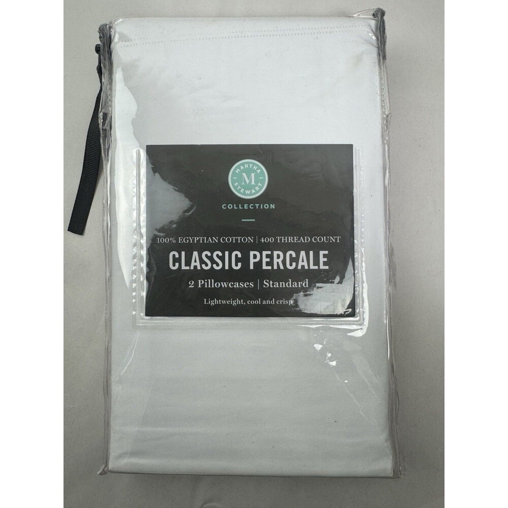 Martha Stewart 100% Egyptian Cotton Classic Percale Standard 2 Pillowcases
